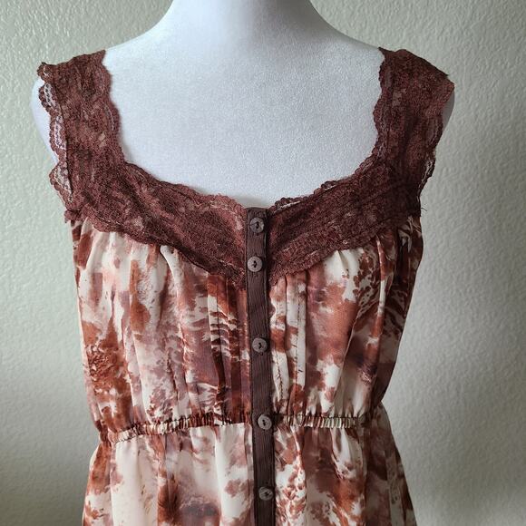 Y2K Babydoll Milkmaid Lace Cottagecore Top Dress LARGE Semi Sheer Retro Button U - Picture 7 of 11